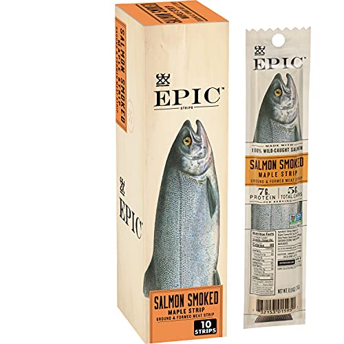 Epic Provisions Smoked Salmon Snack Strips, Paleo Friendly Jerky, 10 ct