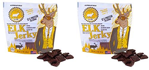 Pearson Ranch Grass Fed Elk Jerky Pack of 2 – Exotic Meat Jerky, Gluten-Free, Low-Carb, MSG-Free, High-Protein Grass-Fed, Paleo and Keto Friendly Jerky