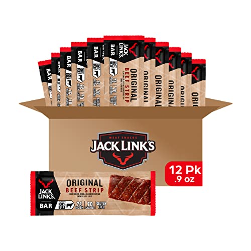 Jack Link's Beef Jerky Bars, Original - 7g of Protein and 80 Calories Per Protein Bar, Made with Premium Beef, No added MSG - Keto Friendly and Gluten Free Snacks (Pack of 12)