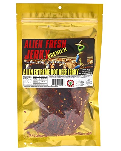 Alien Fresh Jerky - Classic - Pepper Teriyaki Beef Jerky - Premium Beef - Low Calorie Snack - The Best Jerky In The Universe - 3.25 OZ - Made In USA