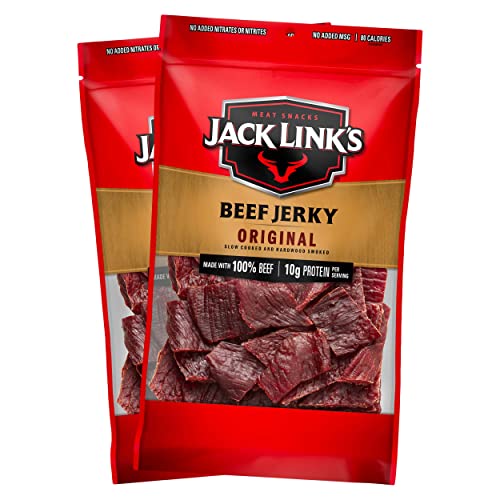 Jack Link's Beef Jerky, Original – 10g of Protein and 80 Calories, No Added MSG** – 9 Oz. (Pack of 2)