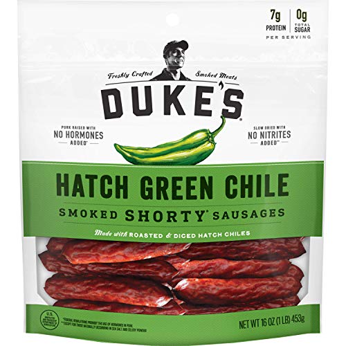 Duke's Hatch Green Chile Smoked Shorty Sausages, Gluten Free, < 1g total sugar, 16 Ounce