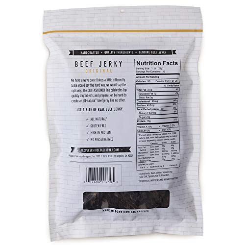 People's Choice Beef Jerky - Old Fashioned - Original - Healthy, Sugar Free, Zero Carb, Gluten Free, Keto Friendly, High Protein Meat Snack - Dry Texture - 1 Pound, 16 oz - 1 Bag