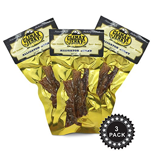 Premium Natural Style 1 OZ. Smoked Original Alligator Jerky – 100% Made From Solid Strips of Gator - No Preservatives - High Protein - Low Carbs ( Alligator Smoked 3 Pack)